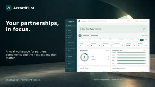 AccordPilot dashboard — EN, fictional presentation data