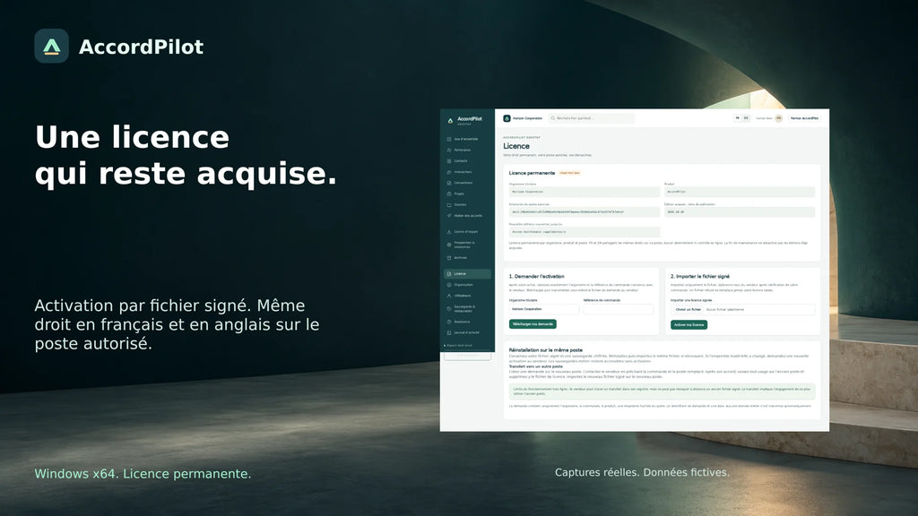 Licence permanente DocPilotIA — FR, données fictives