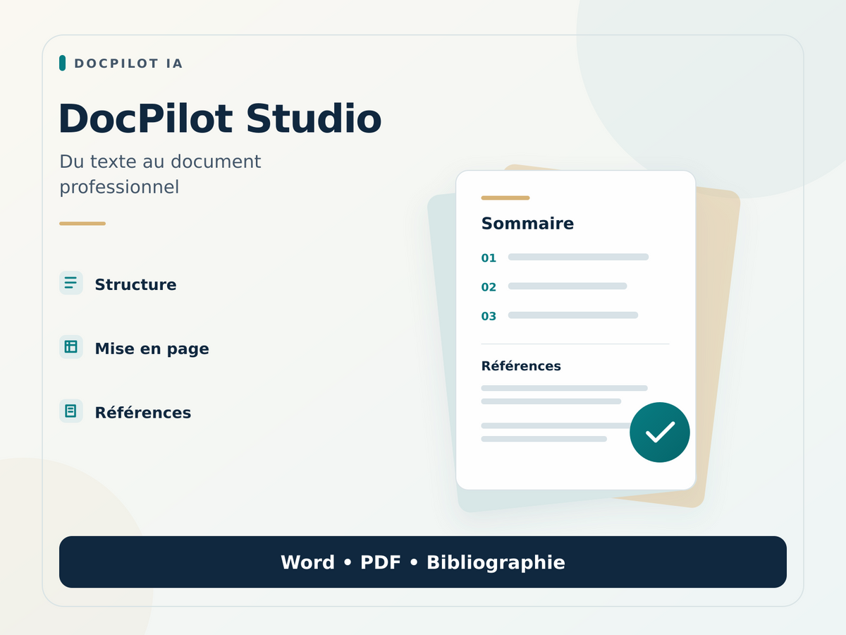 DocPilot Studio — du texte au document professionnel : Word, PDF et bibliographie