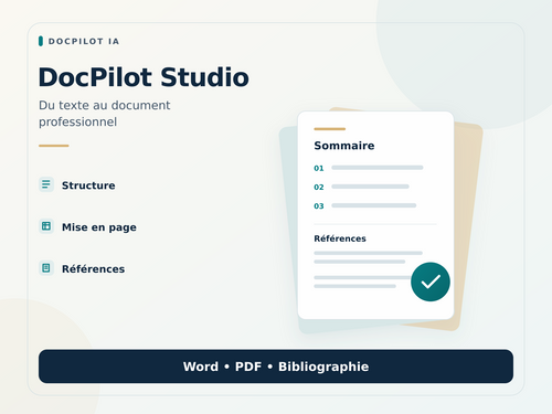 DocPilot Studio — du texte au document professionnel : Word, PDF et bibliographie