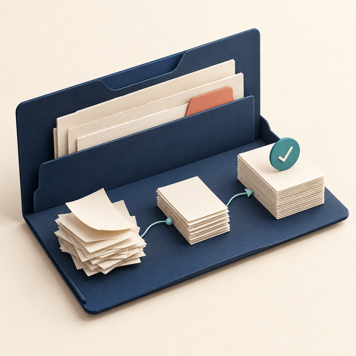 Illustration of an administrative file and organised documents