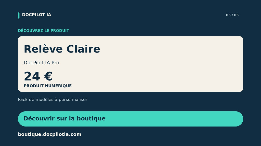 Relève Claire — Activity Handover (French)