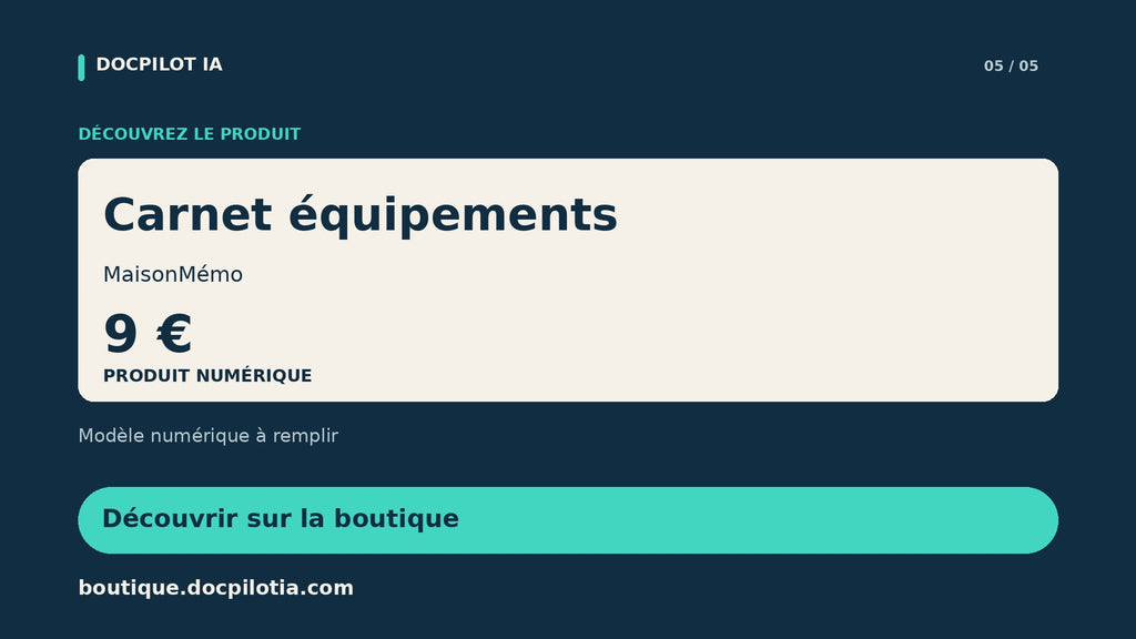 Equipment Log — MaisonMémo (French)